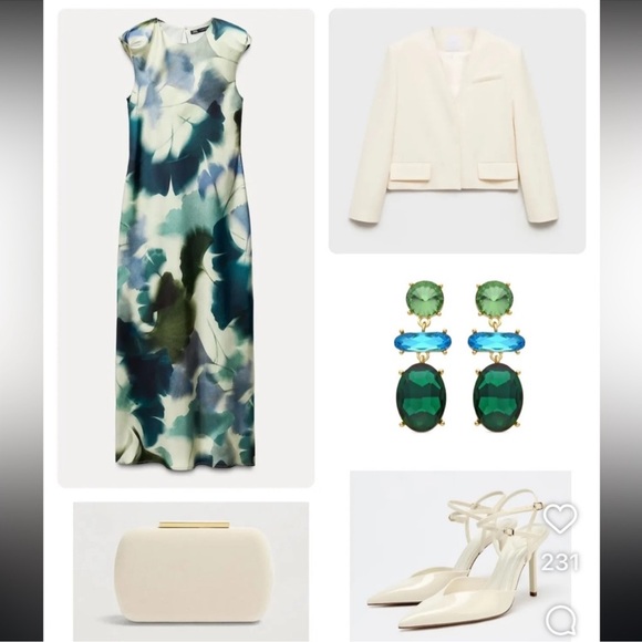 Zara NWT Printed Satin Midi Dress - Size Small - Picture 10 of 11